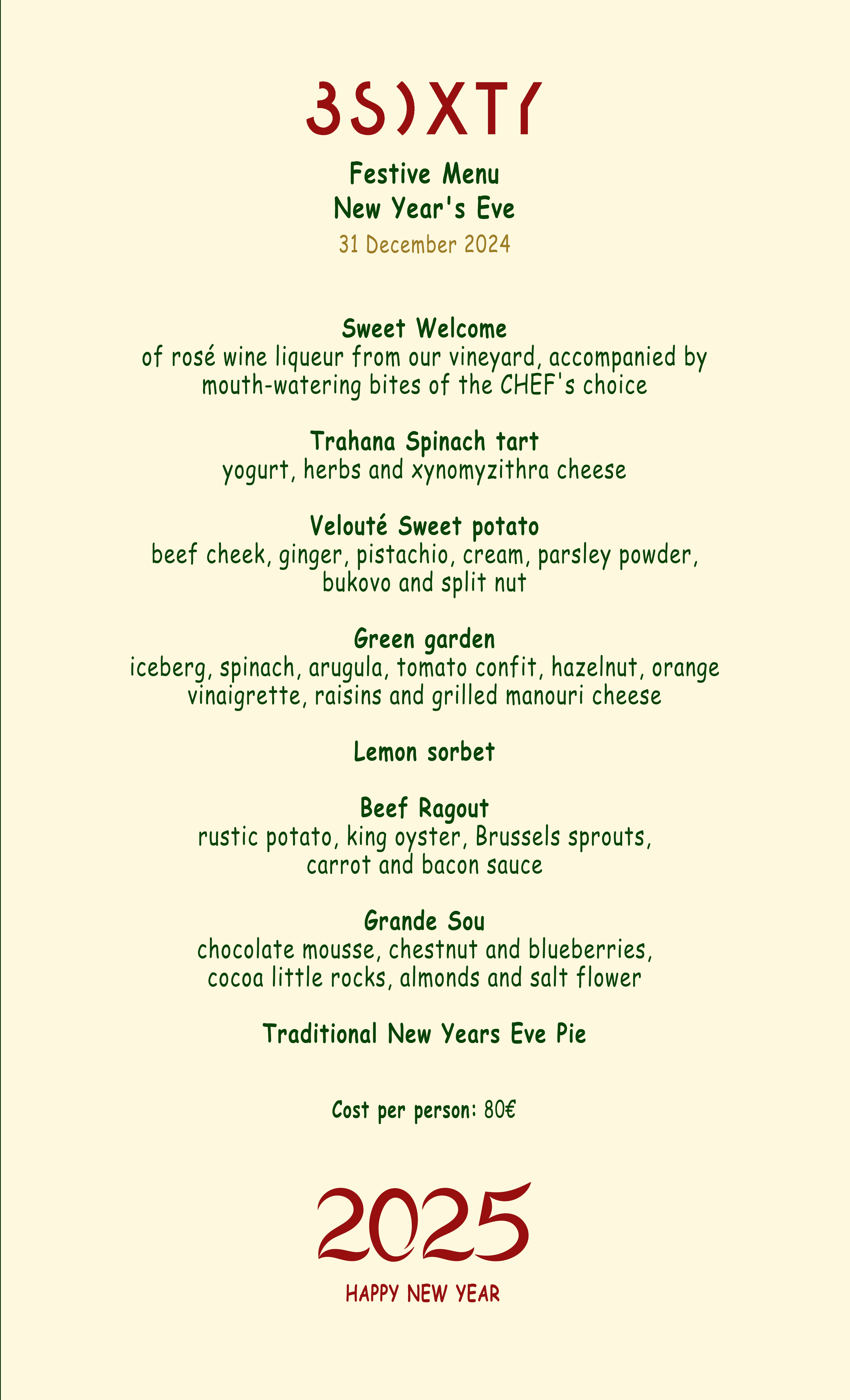 Festive Menu New Year